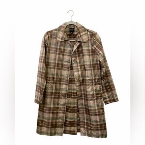 GAP Plaid Lightweight Trench in Brown, Pink & Green
